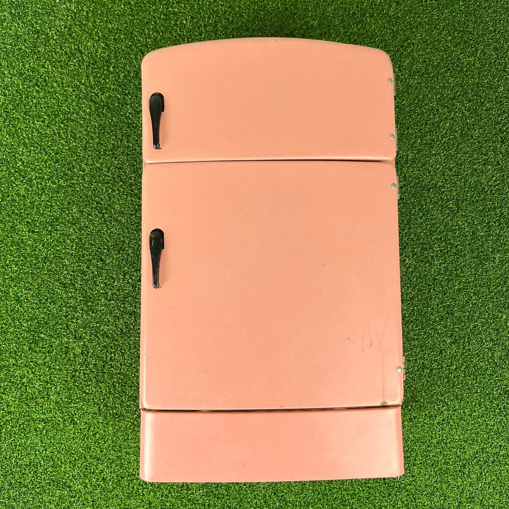 Vintage 1950s Wolverine Pink Metal Toy Refrigerator Childs Play Kitchen USA